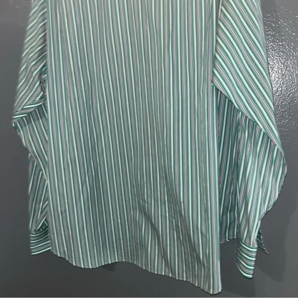 Ralph Lauren Polo Long Sleeve Button XL Regent Classic Fit Collard Green Striped